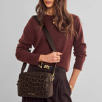 Lottie Leopard Print Crossbody Bag | Chocolate | Large