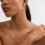 Lustre T-Bar Hoop Earrings | Gold Coated