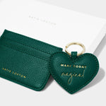 'Make Today Magical' Heart Keyring & Card Holder Set | Emerald Green