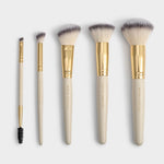 Make Up Brush Set with Vegan Leather Case | Off White & Light Taupe