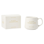 'May Contain Champagne' Porcelain Mug | White & Gold