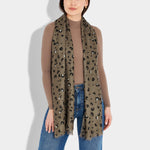 Metallic Leopard Brush Stroke Scarf | Mink