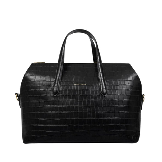 Milan Faux Croc Cabin Bag | Black