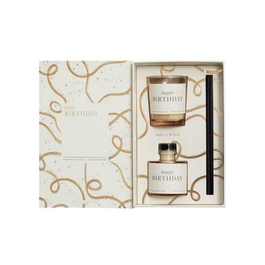 Mini Votive & Mini Reed Diffuser Gift Set | Happy Birthday | Blackberry Noir