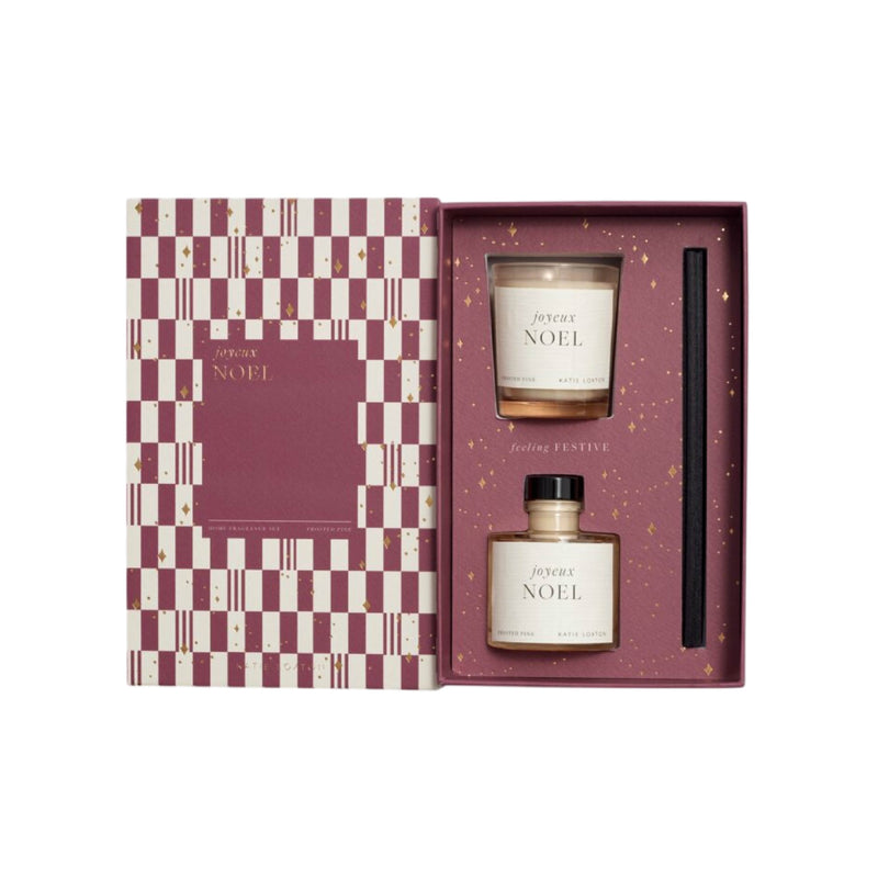 Mini Votive & Mini Reed Diffuser Gift Set | Joyeux Noel | Frosted Pine & Cedarwood