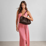 Nova Hand Woven Shoulder Tote Bag | Chocolate | Small
