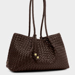 Nova Hand Woven Shoulder Tote Bag | Chocolate | Small