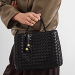 Nova Hand Woven Top Handle Bag | Black