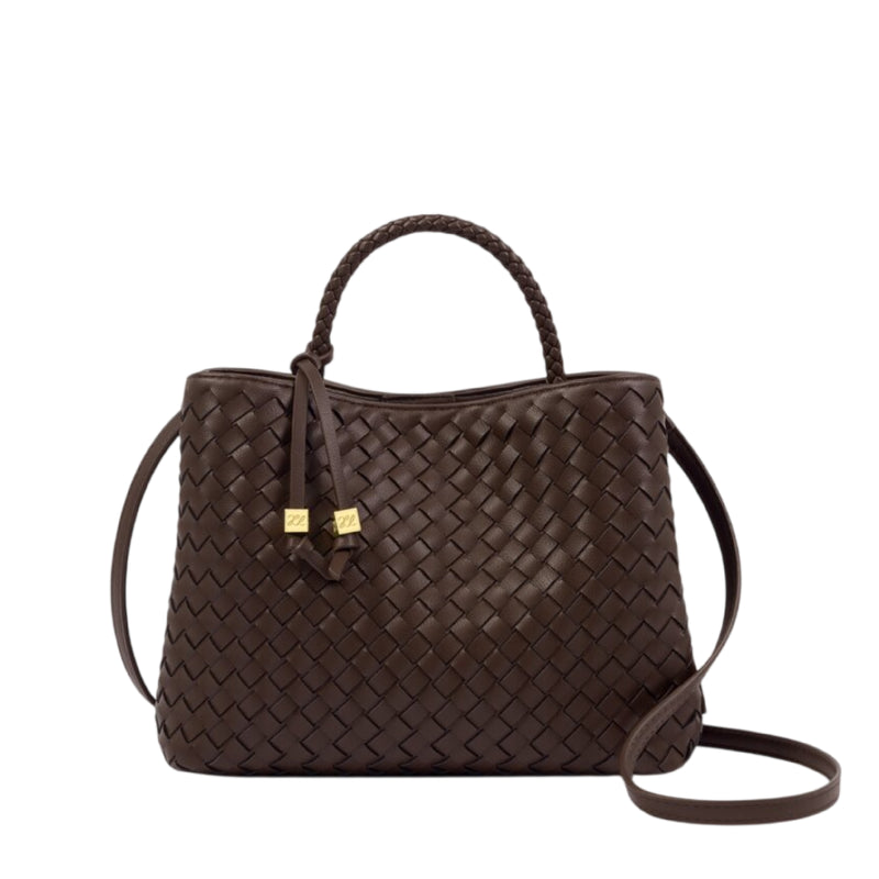 Nova Hand Woven Top Handle Bag | Chocolate