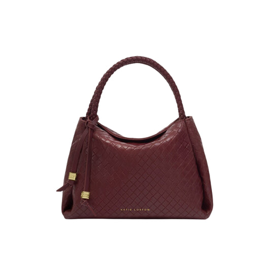 Nova Woven Texture Top Handle Bag | Cherry