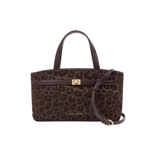 Orin Top Handle Leopard Print Crossbody Bag | Chocolate