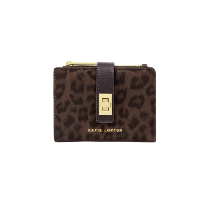 Orin Twist Lock Leopard Print Purse | Chocolate