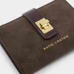 Orin Twist Lock Suedette Purse | Bitter Chocolate
