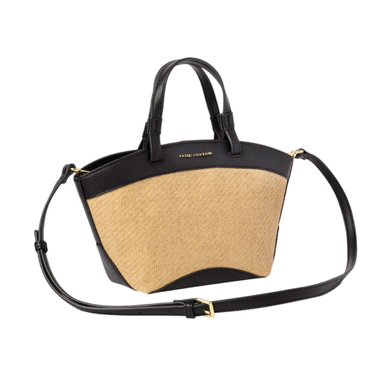 Riviera Raffia Tote Bag | Raffia & Black | Mini
