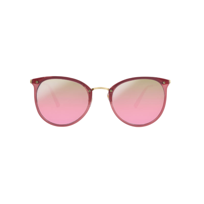 Santorini Round Sunglasses with Mirrored Lens | Pink