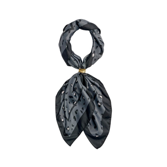 Satin Leopard Print Multiway Scarf | Navy | Small
