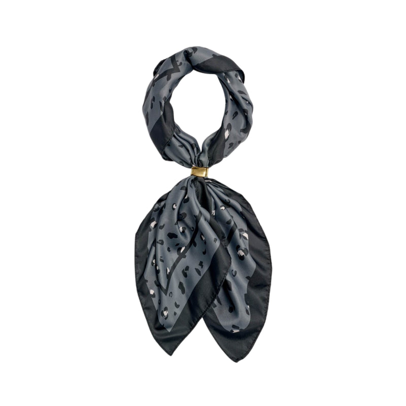 Satin Leopard Print Multiway Scarf | Navy | Small