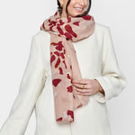 Scattered Petals Foil Print Scarf | Dusty Rose, Garnet Red & Gold