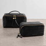 Soho Faux Croc Makeup & Wash Bag | Black | Medium