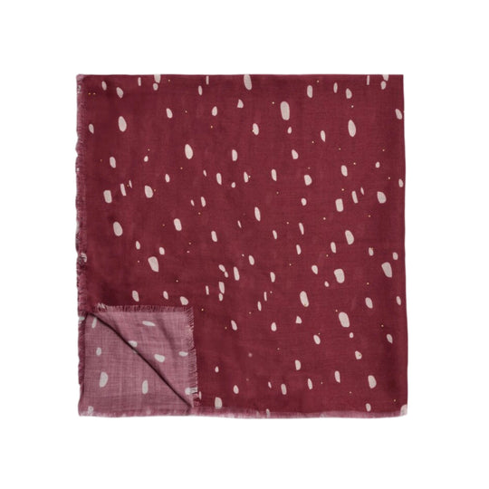 Studded Scattered Dots Print Scarf | Burgundy