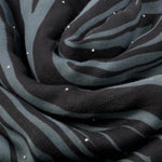 Studded Zebra Stripe Print Scarf | Navy