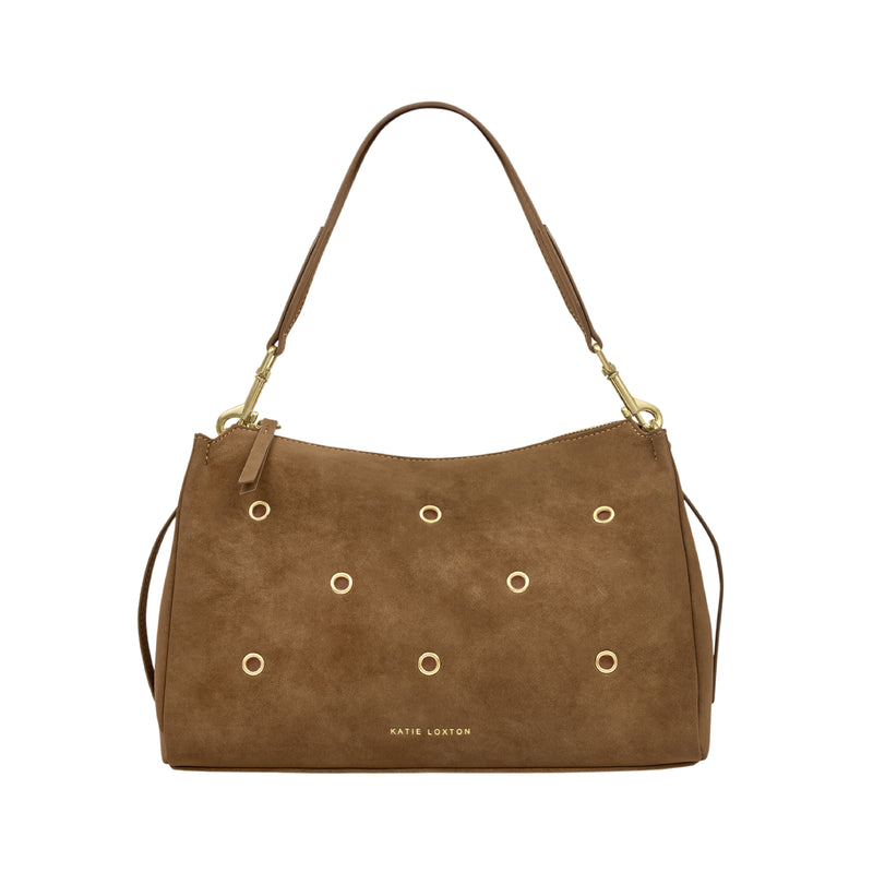 Alize Suedette Shoulder Bag with Eyelets | Caramel