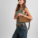 Alize Suedette Shoulder Bag with Eyelets | Caramel