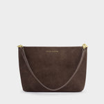 Suedette Cord Shoulder Bag | Bitter Chocolate | Small