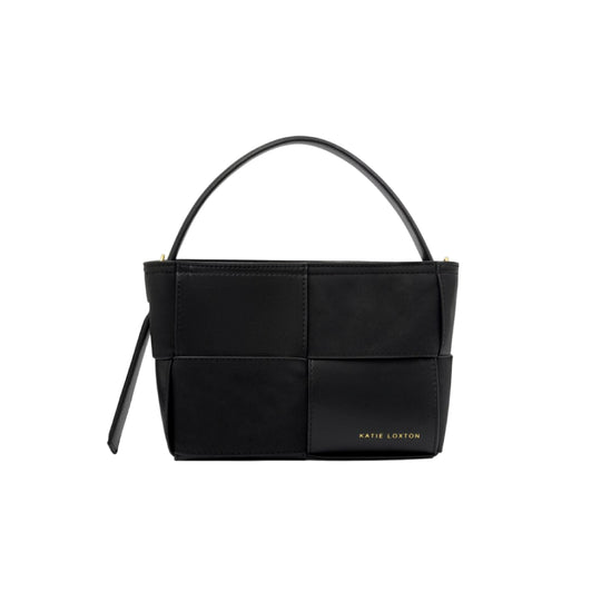 Taya Woven Suedette Top Handle Bag | Black