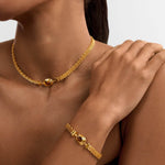 Tiger's Eye Button Bracelet | Gold Coated
