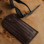Woven Vegan Leather Glasses Sleeve | Chocolate