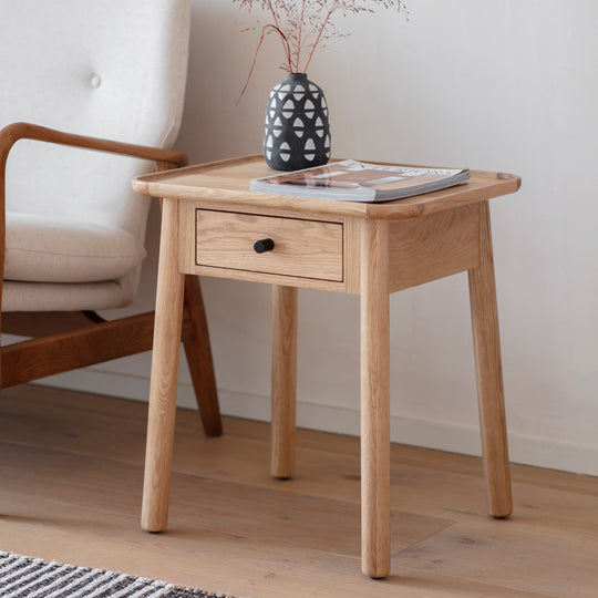 Kingham 1 Drawer Oak Side Table | Natural