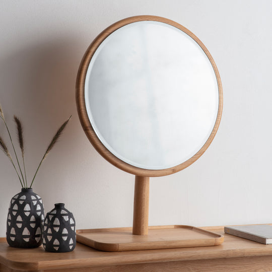 Kingham Oak Dressing Table Mirror | Natural