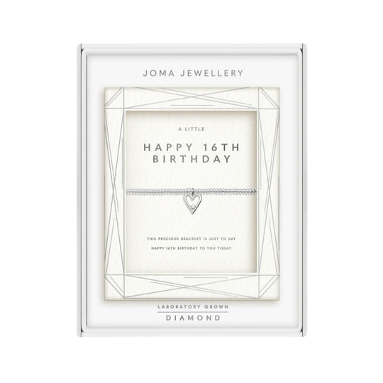 Laboratory Grown Diamond A Little 'Happy 16th Birthday' Bracelet | Silver Plated