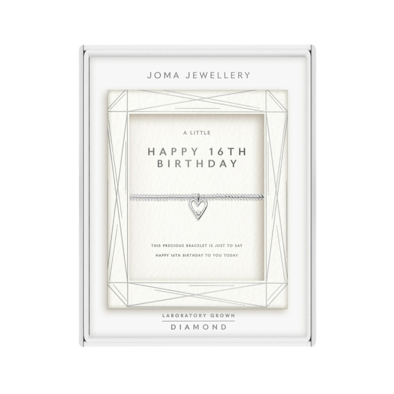 Laboratory Grown Diamond A Little 'Happy 16th Birthday' Bracelet | Silver Plated