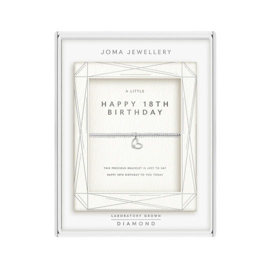 Laboratory Grown Diamond A Little 'Happy 18th Birthday' Bracelet | Silver Plated