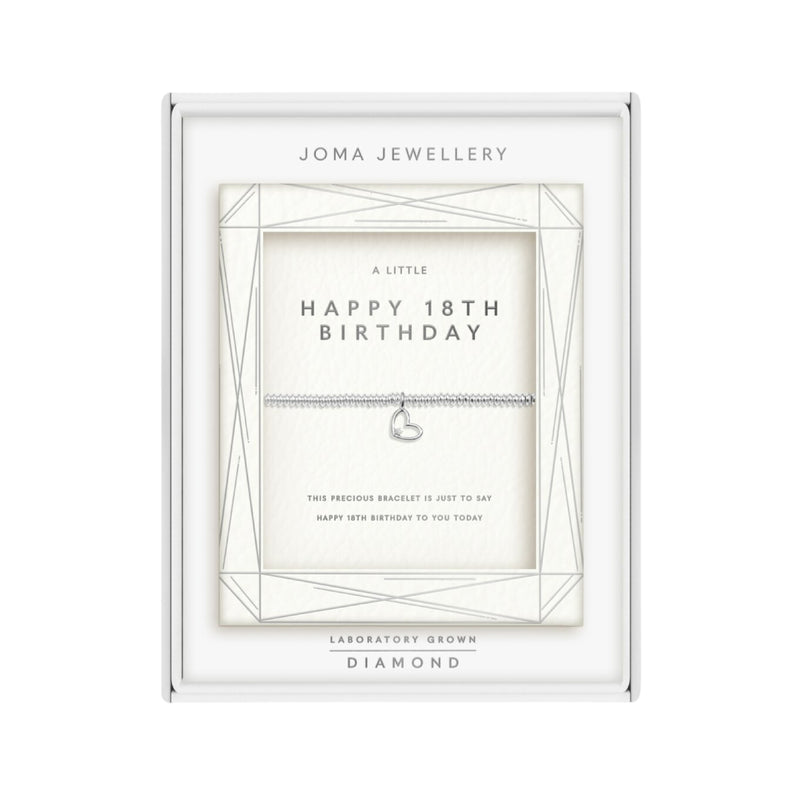 Laboratory Grown Diamond A Little 'Happy 18th Birthday' Bracelet | Silver Plated