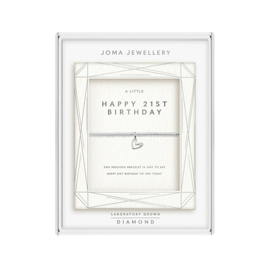 Laboratory Grown Diamond A Little 'Happy 21st Birthday' Bracelet | Silver Plated