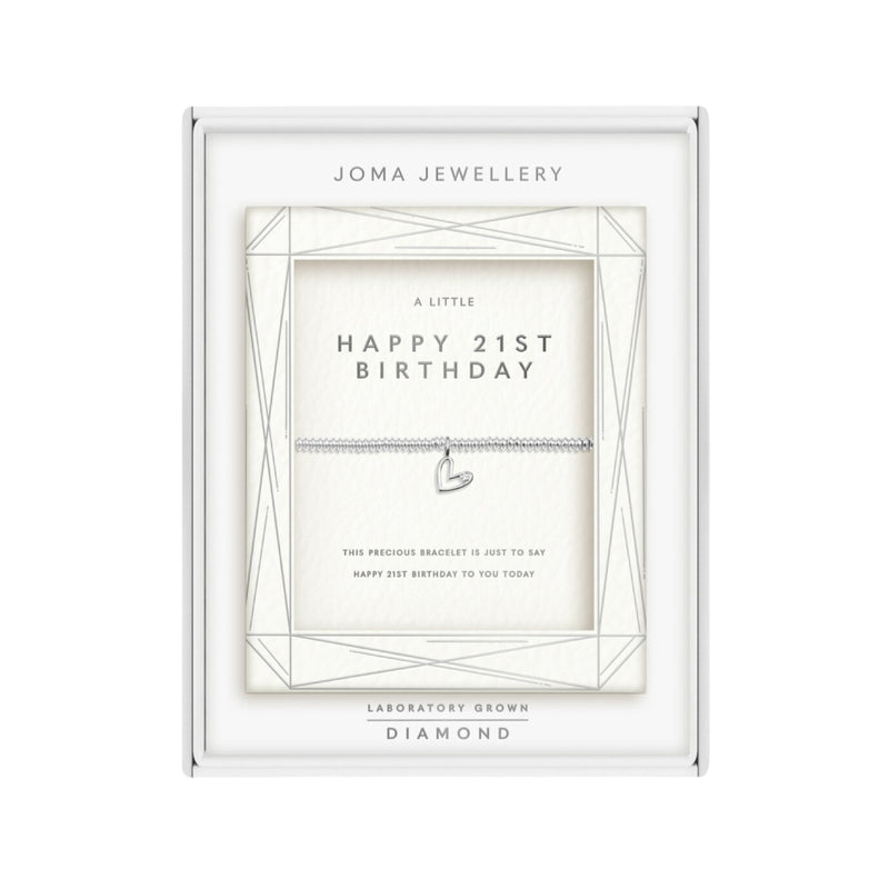 Laboratory Grown Diamond A Little 'Happy 21st Birthday' Bracelet | Silver Plated