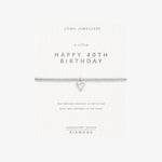 Laboratory Grown Diamond A Little 'Happy 40th Birthday' Bracelet | Silver Plated