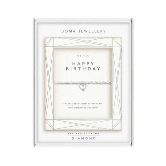 Laboratory Grown Diamond A Little 'Happy Birthday' Bracelet | Silver Plated
