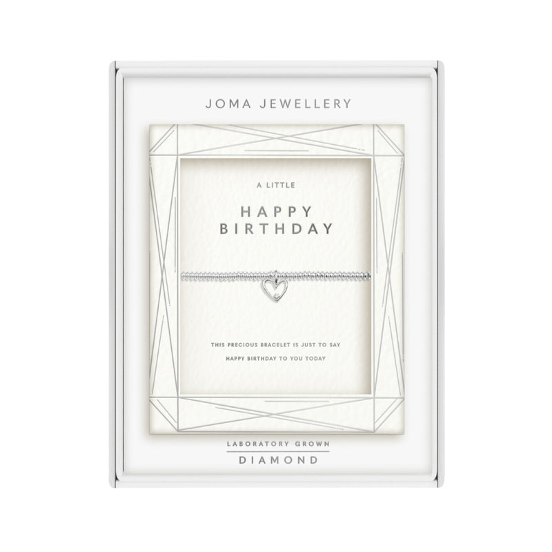 Laboratory Grown Diamond A Little 'Happy Birthday' Bracelet | Silver Plated