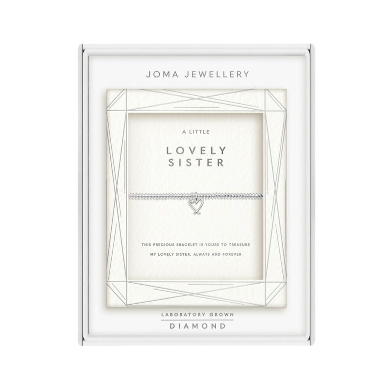 Laboratory Grown Diamond A Little 'Lovely Sister' Bracelet | Silver Plated
