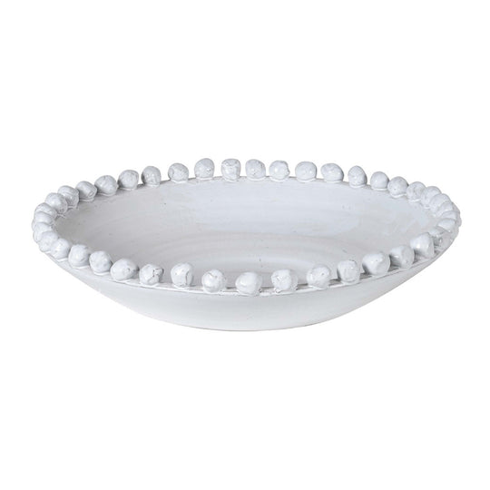 Decorative Bowl with Bobble Detail | White Ceramic | 40cm