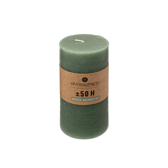 Rustic Pillar Candle | Eucalyptus Green | 14cm