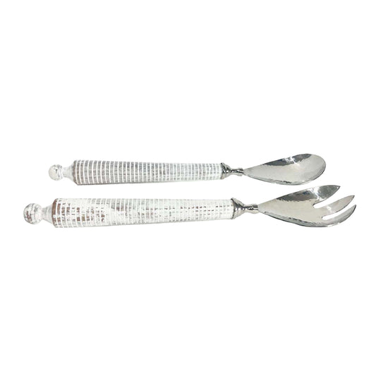 Stripe Salad Server Set | Mango Wood | 2 Piece