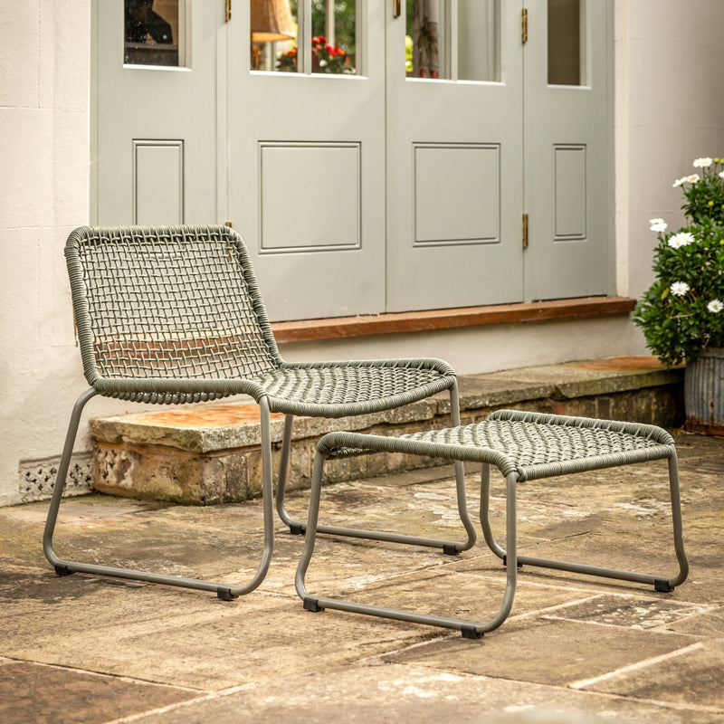 Outdoor Sassano Lounge Chair with Footstool | Green