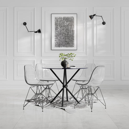 Casa Smoked Glass Dining Table with Black Legs