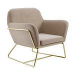 Charles Velvet Armchair | Beige/Brushed Gold