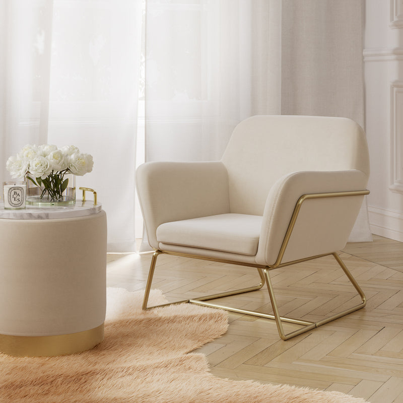 Charles Velvet Armchair | Cream/Brushed Gold